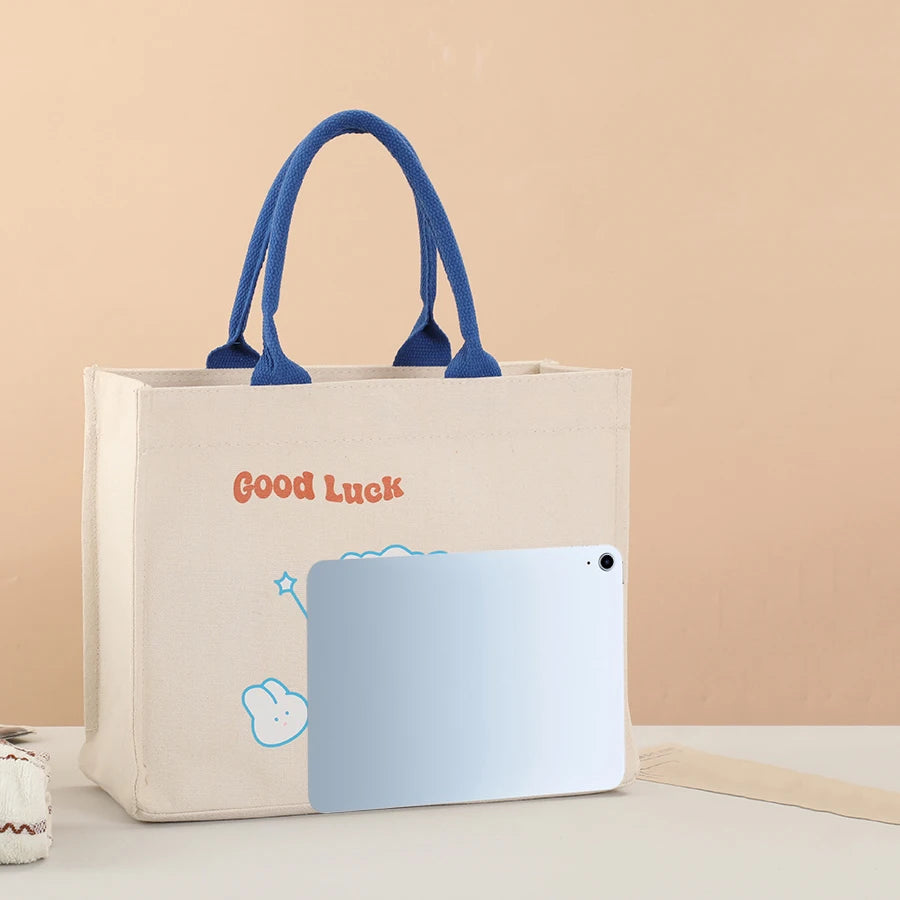 Large Capacity Cartoon Tote Bag | Versatile Canvas Shopping Bag