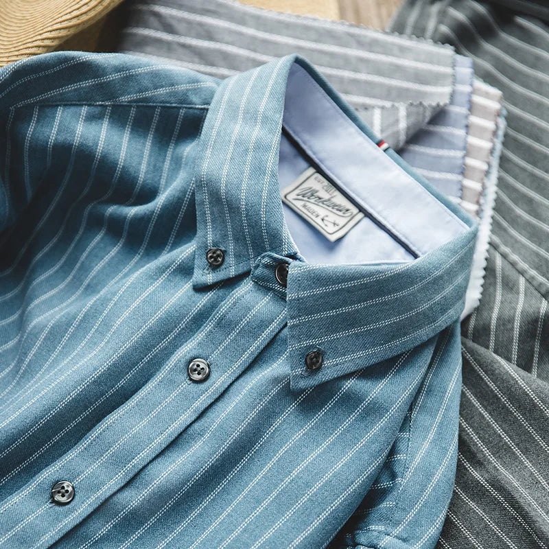 Men's Retro Vertical Stripe Long Sleeve Casual Shirt | Stylish Tops