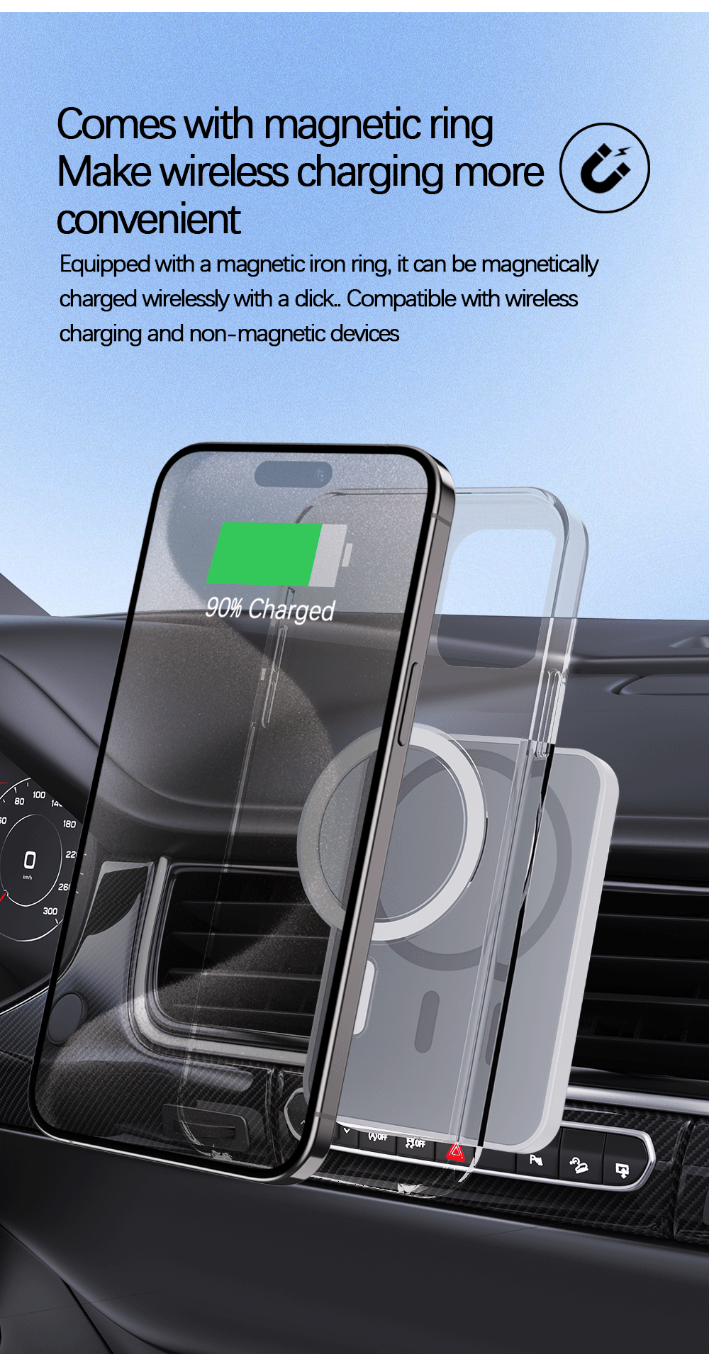 Magnetic Car Wireless Charger | Fast Charging Phone Holder Stand