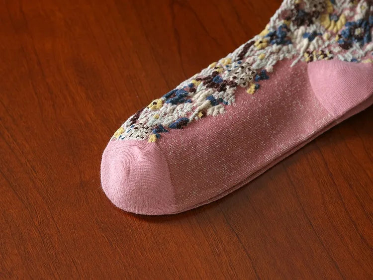 Women’s Vintage 3D Flower Embroidery Socks | Retro Chic Comfort
