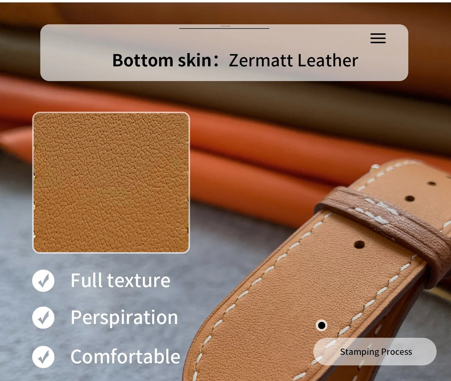 High Quality Genuine Leather Watch Band | Deployment Buckle Strap