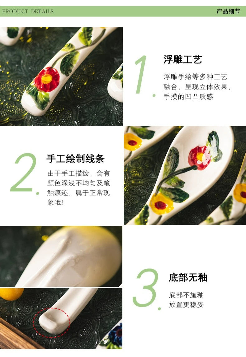 Cucharas de cerámica de estilo japonés para sopa | Elegante vajilla de cocina