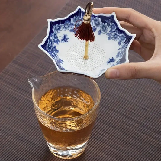 Traditional Ceramic Umbrella Tea Strainer | Elegant Tabletop Infuser