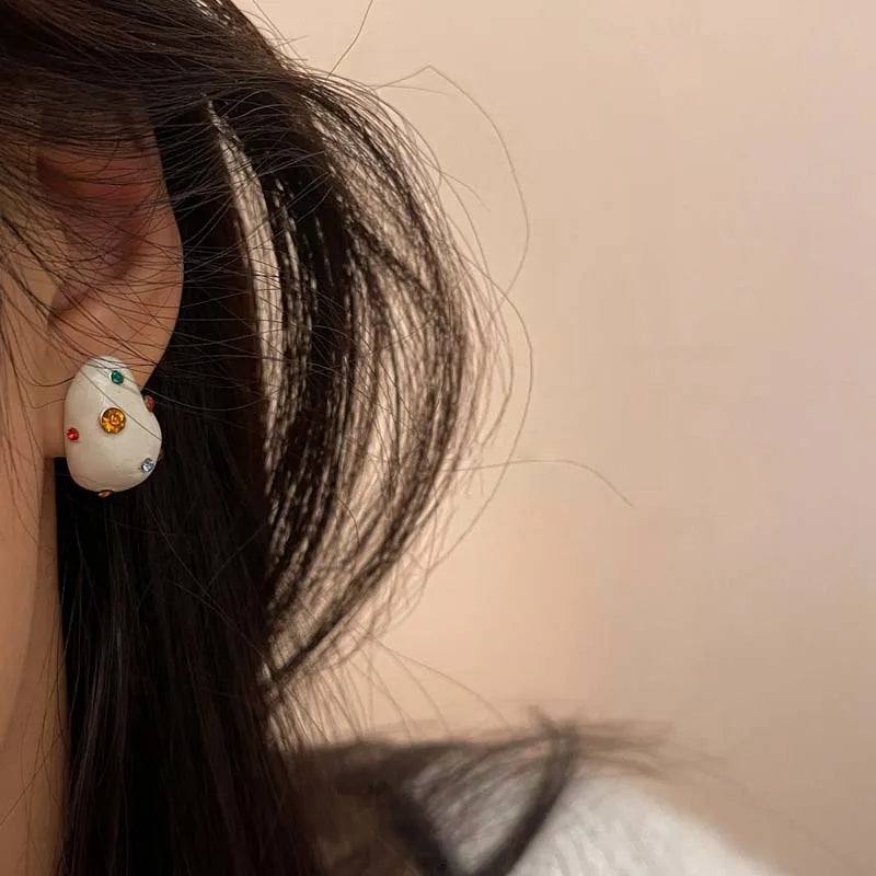 Colorful Zircon Water Droplet Earrings for Women | Exquisite Jewelry