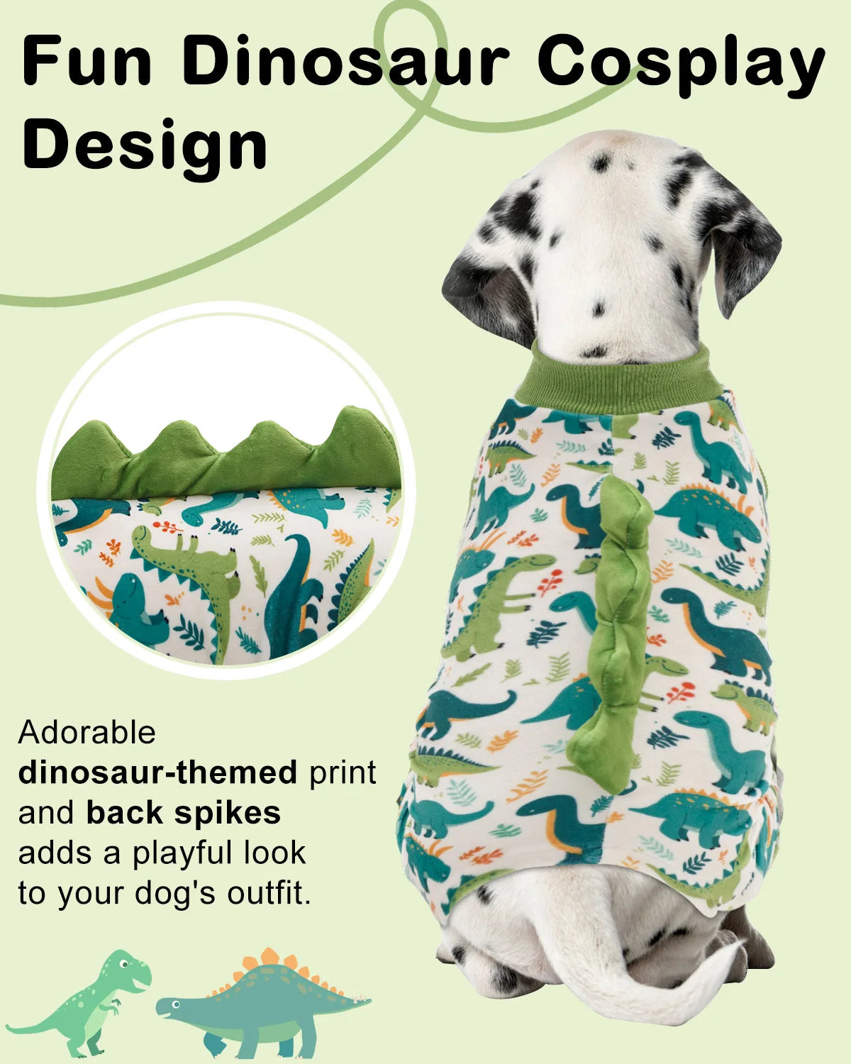 Cute Dinosaur Costume Dog Pajamas | Soft Warm Pet Sleepwear
