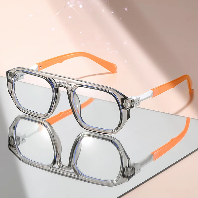 Minimalist Double-Beam Flat Glasses | Stylish Pilot Eyewear