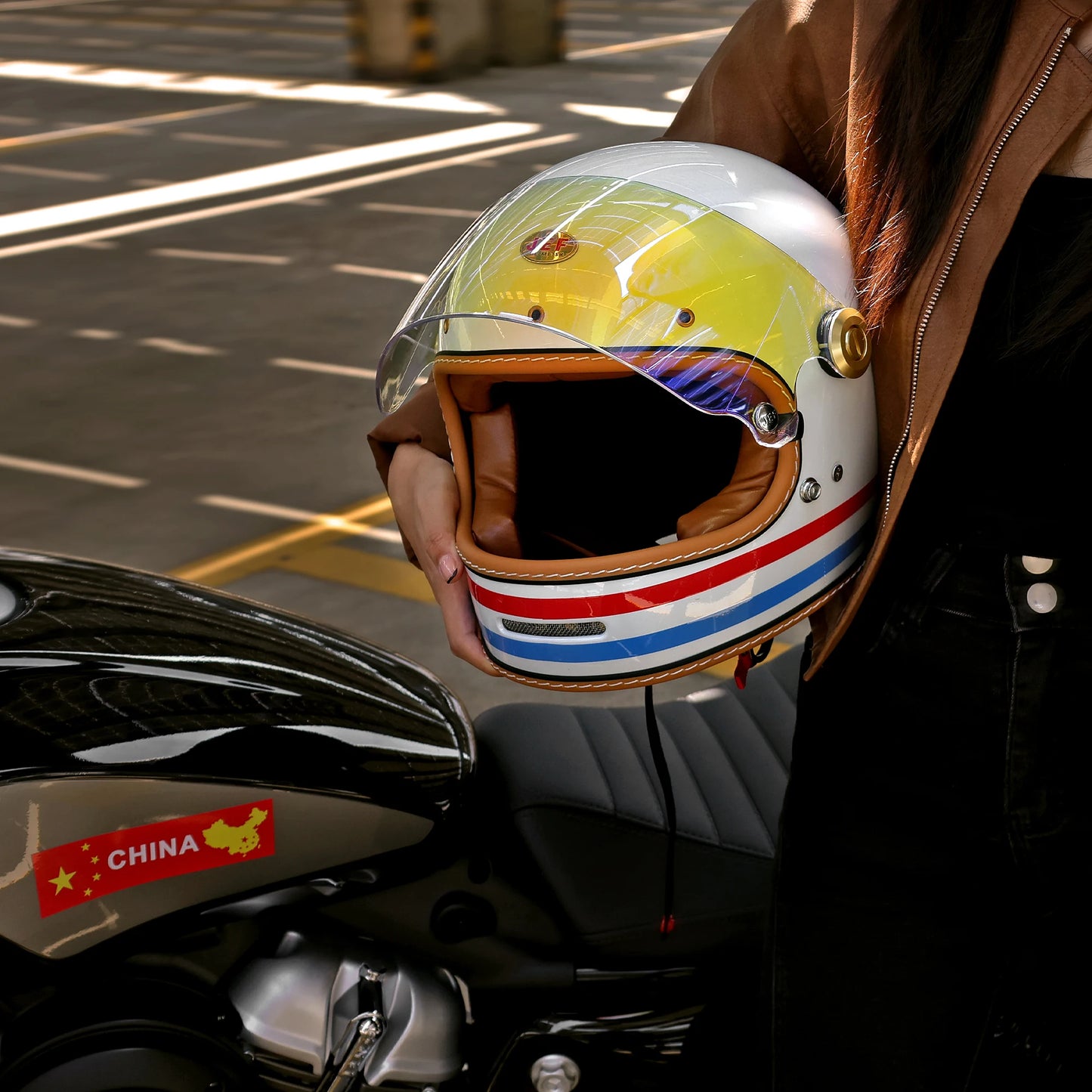 Vintage Full Face Moto Helmet | Retro Style Motorcycle Safety Gear