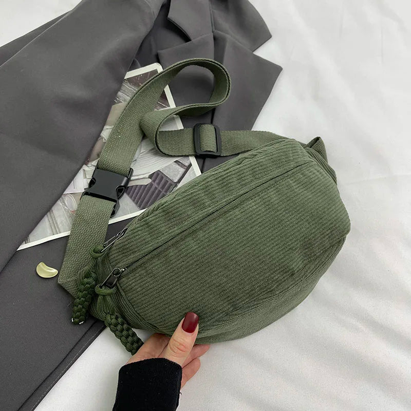 Casual Corduroy Belt Bags for Women | Stylish Fanny Pack