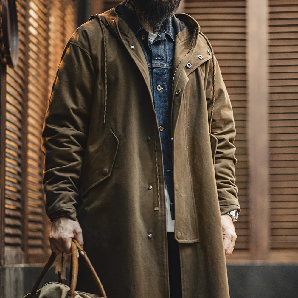 Men's Retro Hooded Windbreaker | Versatile Mid-Length Jacket