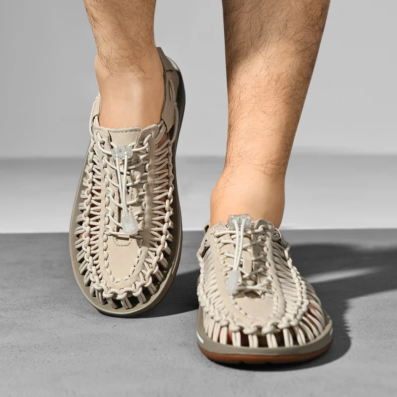 Men's Genuine Leather Sandals | Casual Beach & Outdoor Shoes