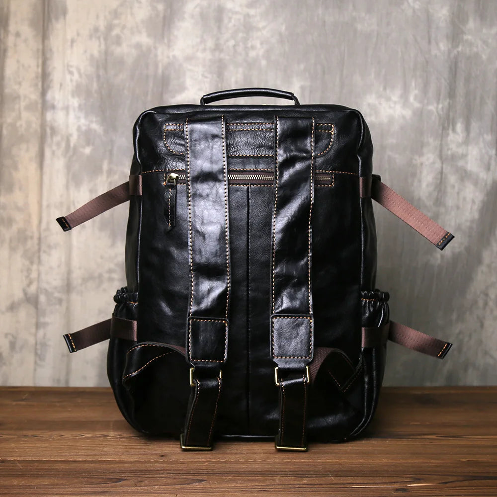 Retro Men's Leather Backpack | Spacious Vintage Computer Bag