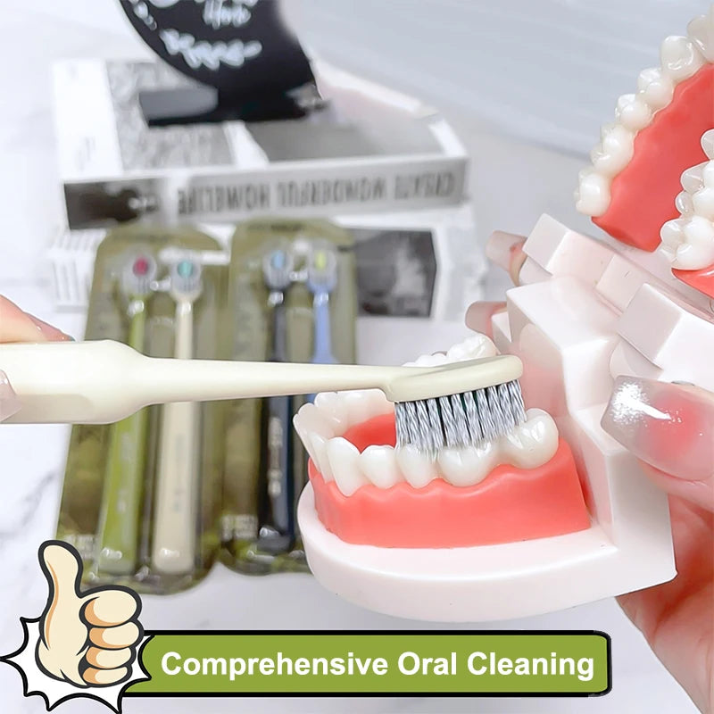 2Pcs Mouth Clean Toothbrush Ultra-Fine Soft Hard Bristle Toothbrush Deep Cleaning For Adults Whitening Teeth