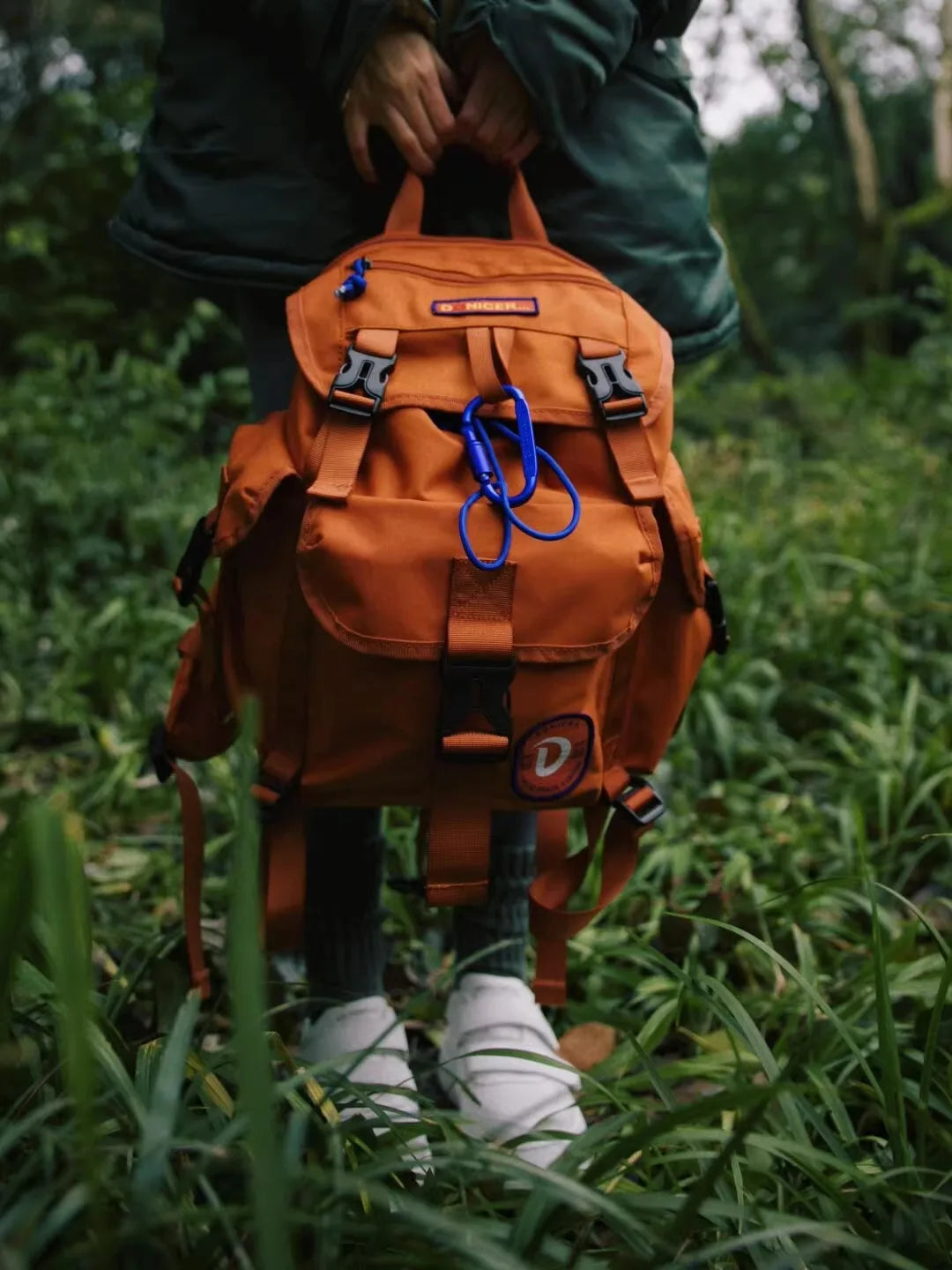 Unisex Casual Orange Nylon Waterproof Backpack | Large Capacity