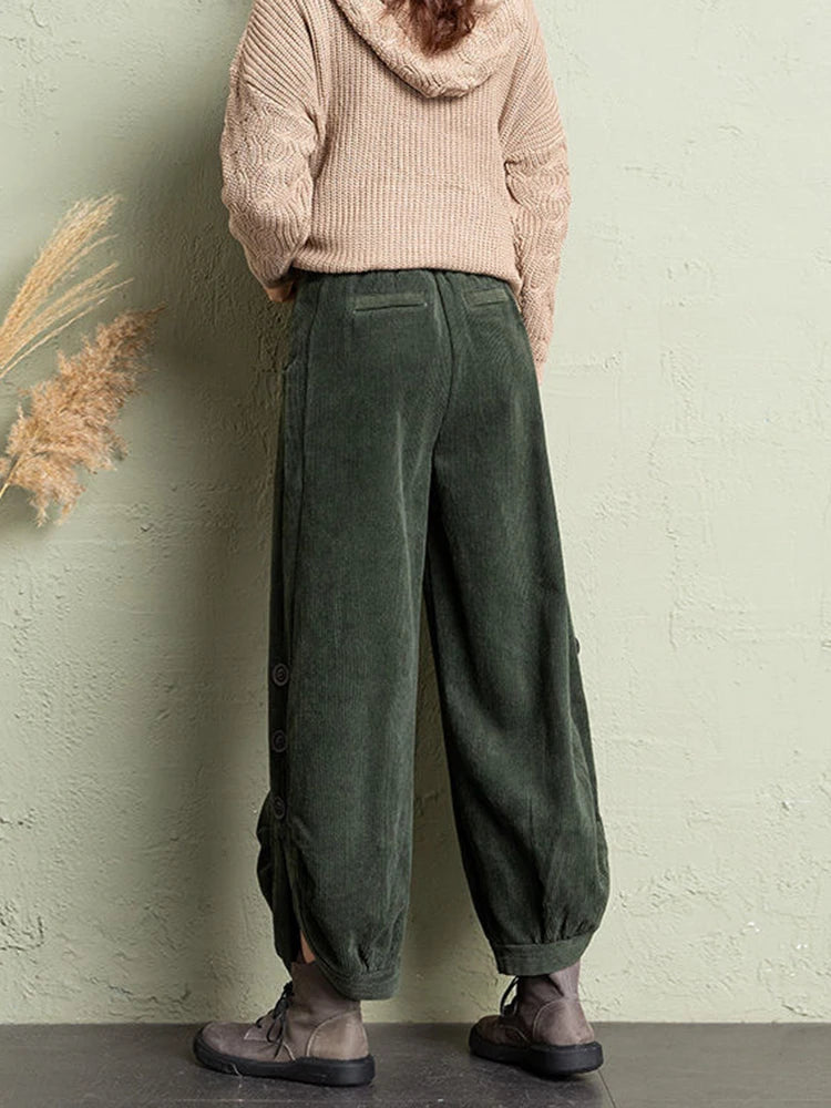 Women’s Warm Corduroy Harem Trousers | Casual Streetwear Pants 2026