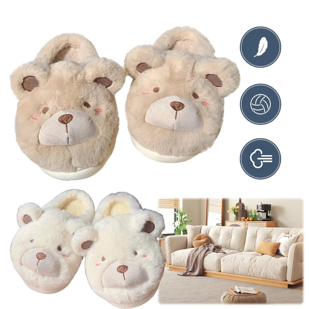 Adorable Bear Plush Slippers | Cozy & Warm Indoor Footwear
