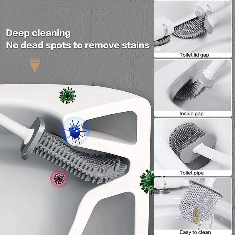 Wall Hanging Toilet Brush with Holder | Soft Bristles WC Cleaner