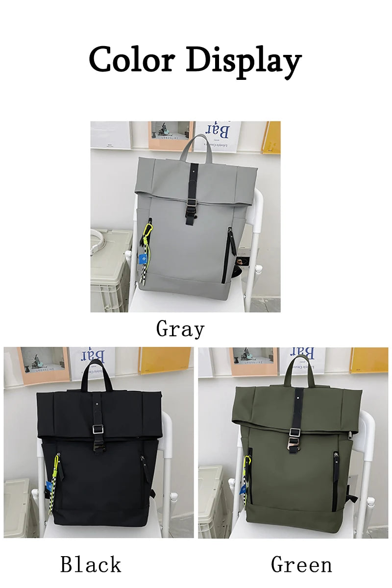 Women's Large Nylon Roll Top Backpack | Versatile Travel Companion