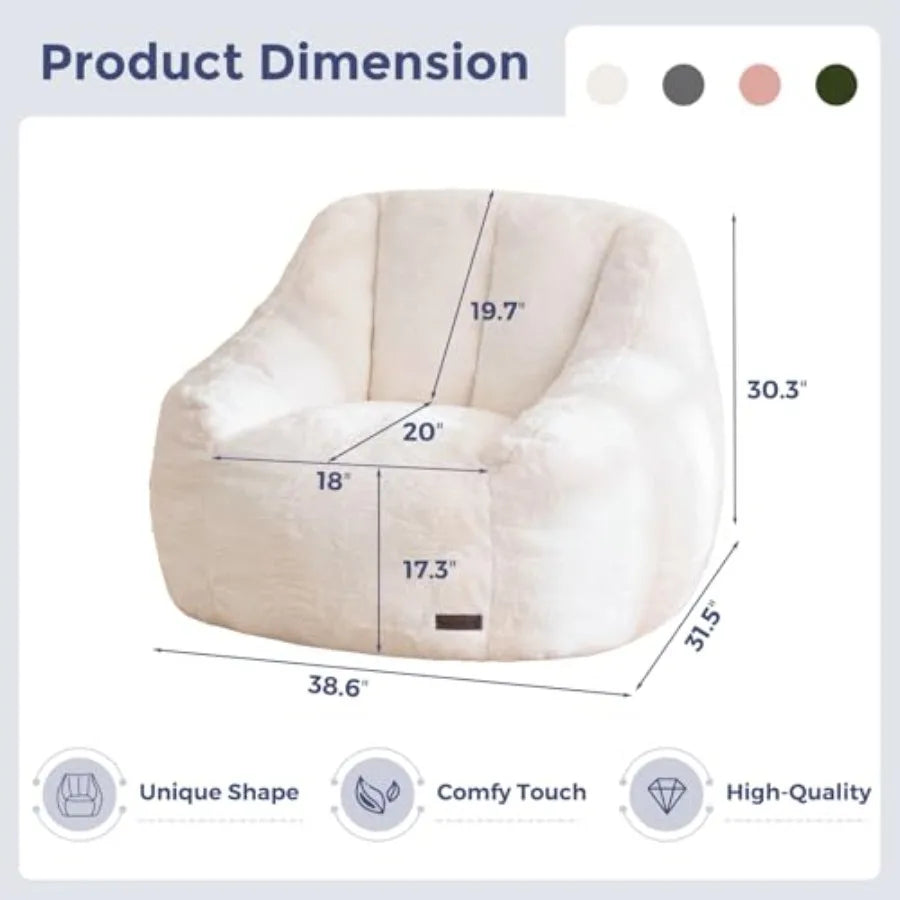 Sofá puf de piel sintética cómoda | Asiento acogedor con respaldo