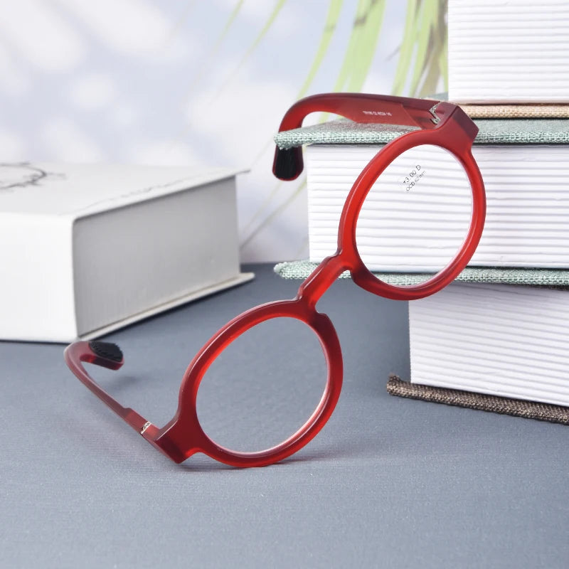 Guanhao Brand Men Reading Glasses Vintage Round Frame Clear Elderly Glasses Thick Frame Large Frame Women's Presbyopia Glasses