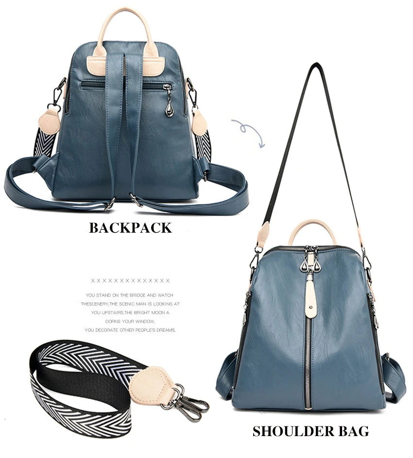 Stylish Women's Soft Leather Backpack | Ideal for Travel & School