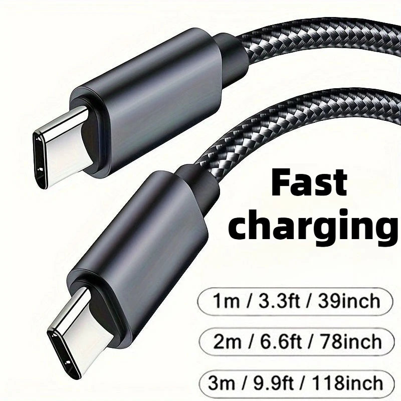 60W Quick Type C to Type C Fast Charging Data Cable