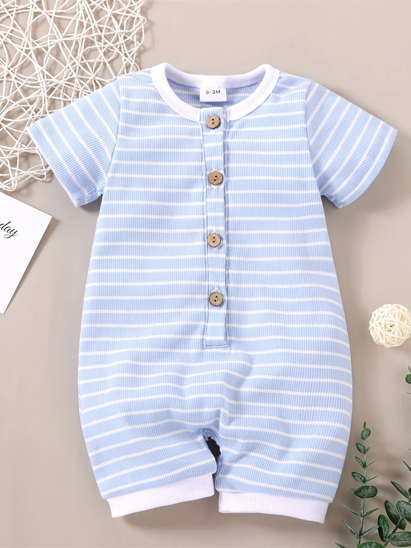 Summer Baby Stripe Short Sleeve Onesie | Color Block Romper Suit