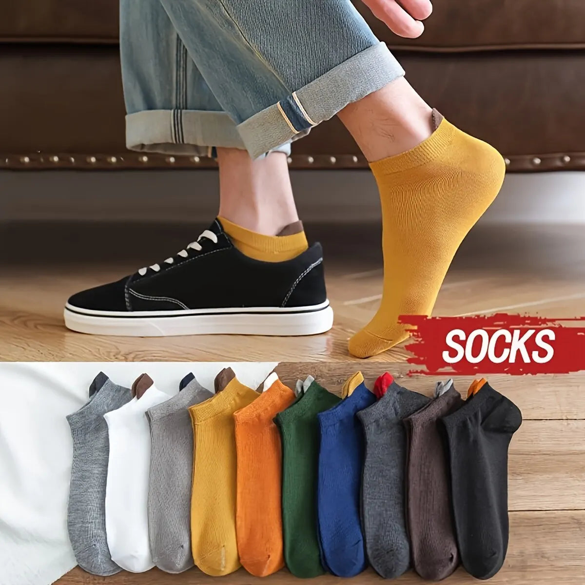 10 Pairs Men’s Cotton Short Socks | Breathable Low-Cut Ankle Socks
