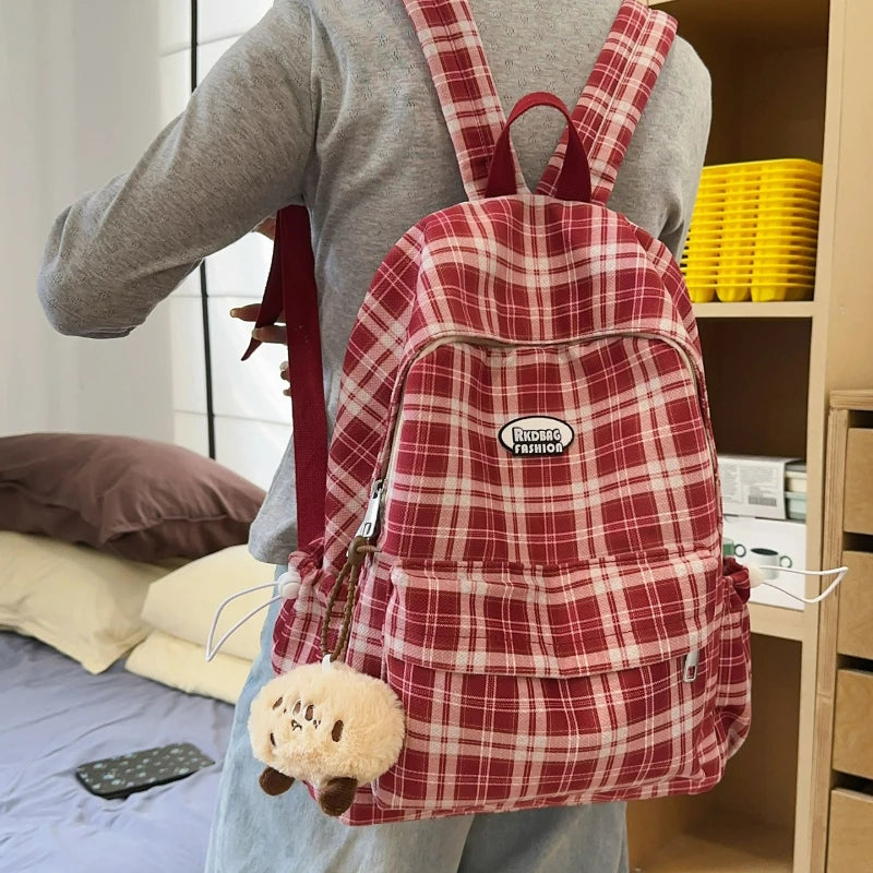 Large Capacity Plaid Backpack | Versatile Travel & School Bag