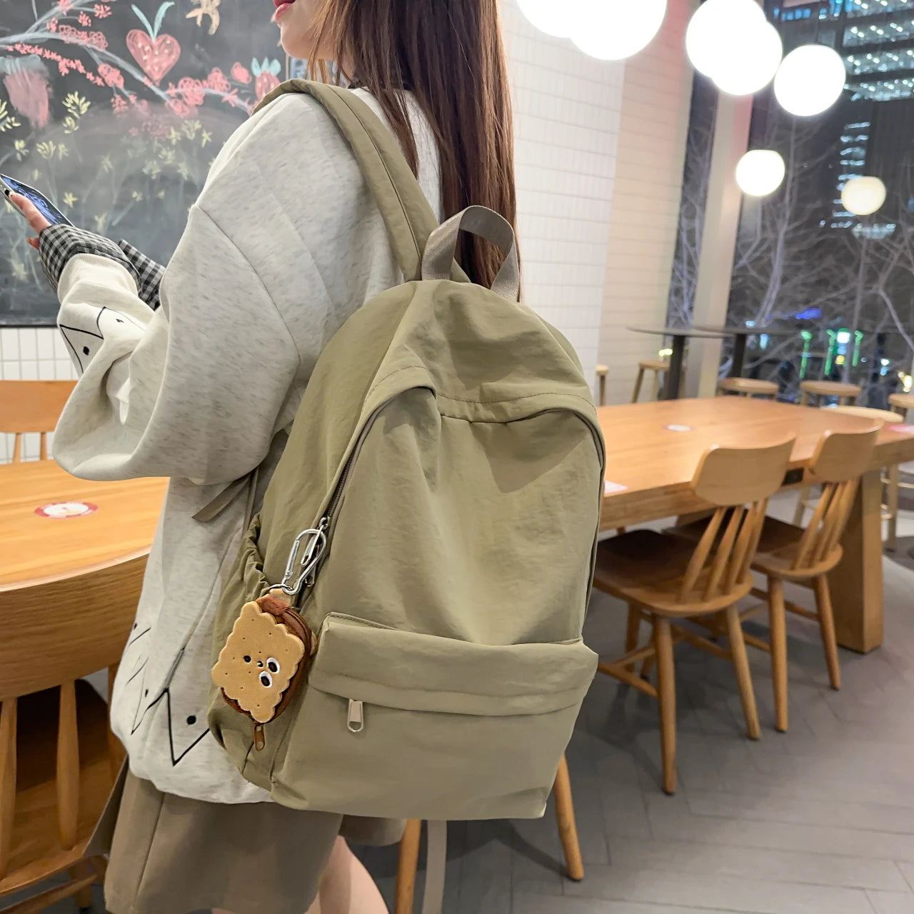 Versatile Solid Color Backpack | Large Capacity Daily Use