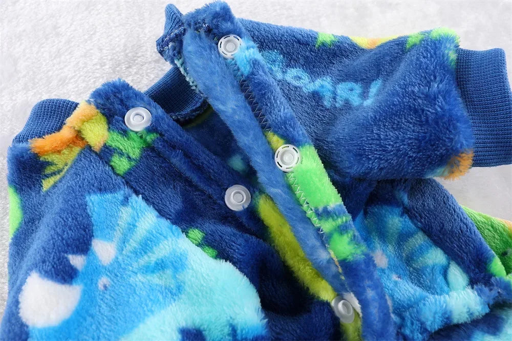 Winter Warm Fleece Dog Jumpsuit | Cozy Pajamas for Small Dogs