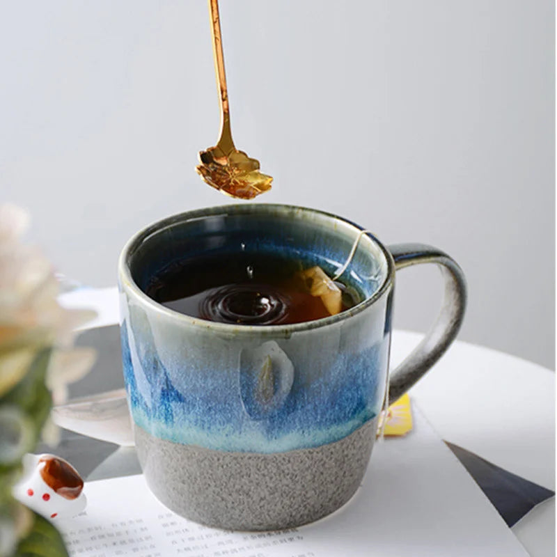 350ml Gradual Change Ceramic Coffee Mug | Retro Starry Drinkware