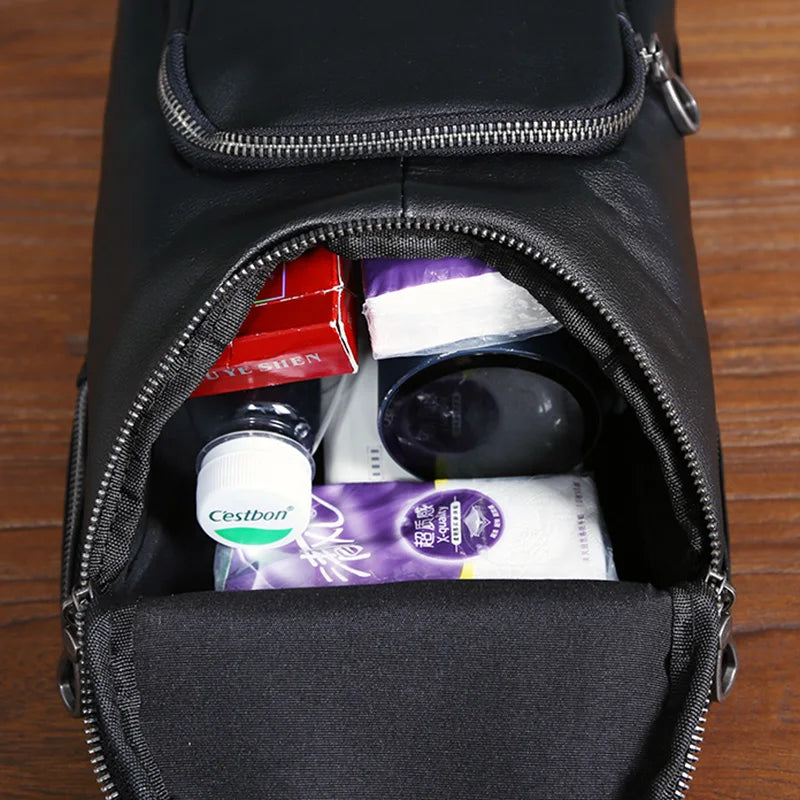 Bandolera de cuero casual para hombre | Mochila elegante para el día a día