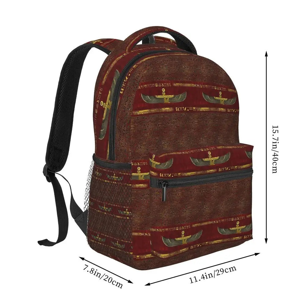 Golden Egyptian God Ornament Backpack | Stylish Fashion Daypack