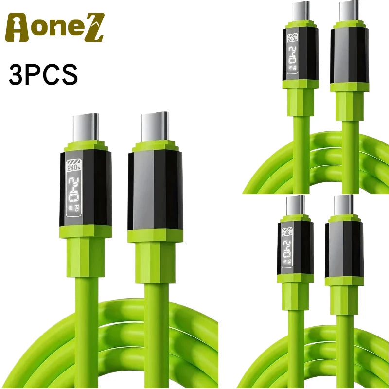 240W Fast Charging USB A C Cable with Power Display | Universal Compatibility