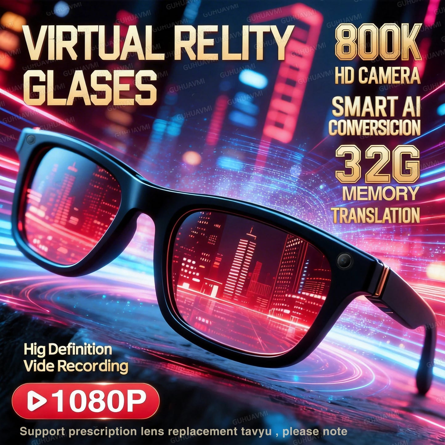 Smart AI Glasses with HD Video, Bluetooth & Music Playback