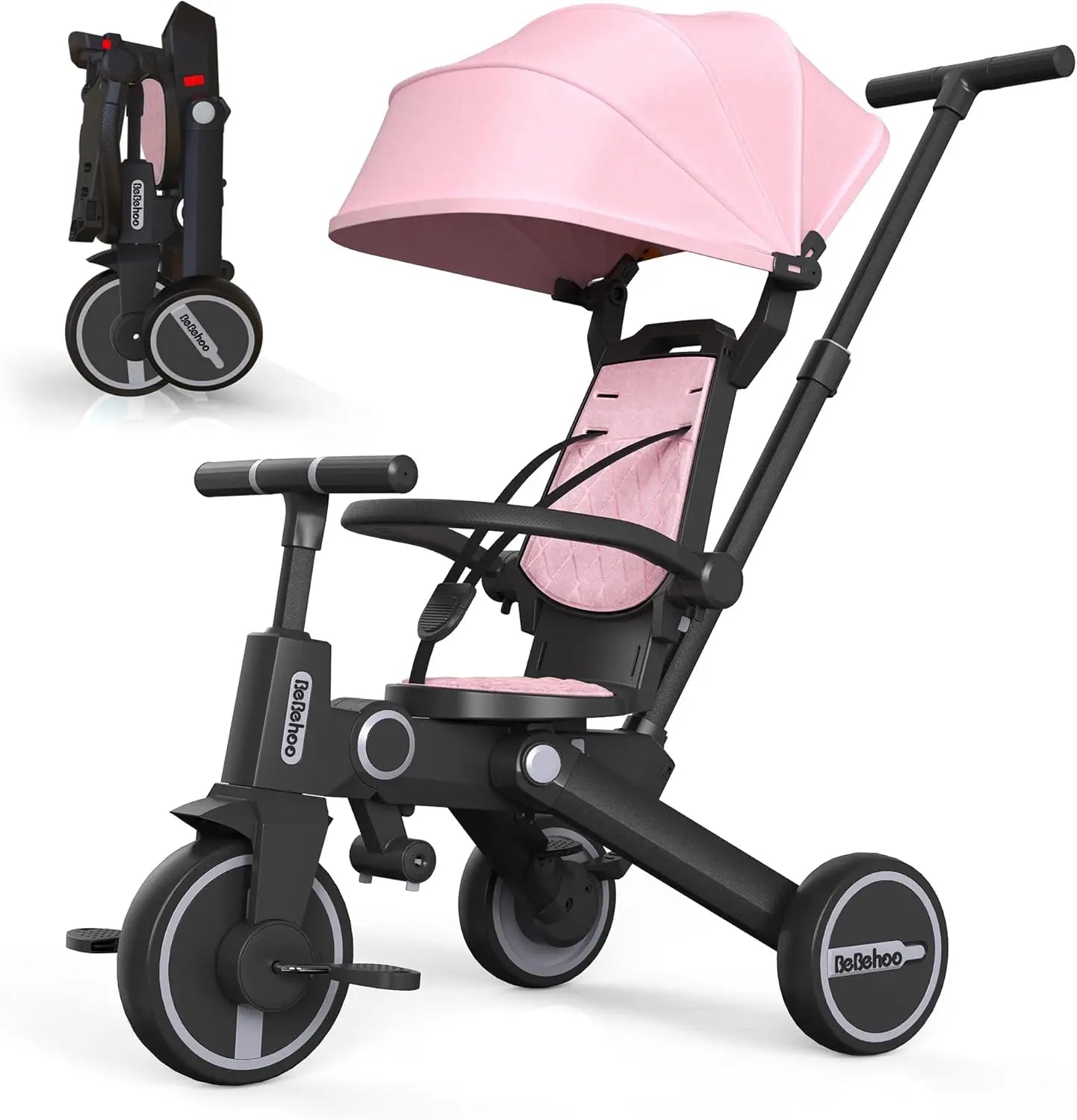 Foldable Tricycle Stroller for Toddlers | 3-in-1 Push Bike