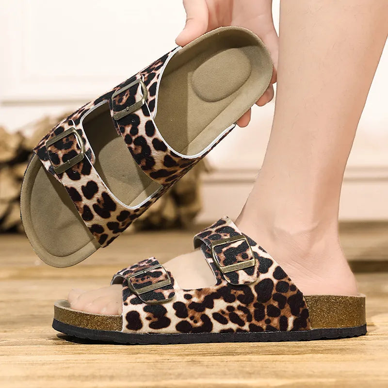 Summer Bestseller Cork Men's Flip-flops | Anti-slip Leopard Print Sandals
