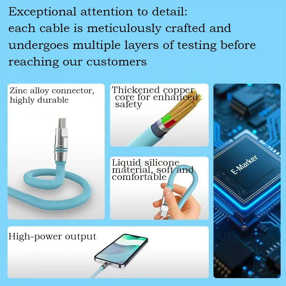 PD240W USB C Fast Charging Cable | Soft Silicone Type-C Cable