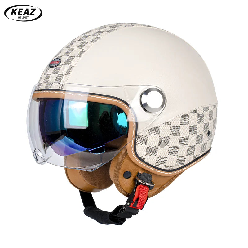 Stylish Yellow Leopard Print Open Face Motorcycle Helmet
