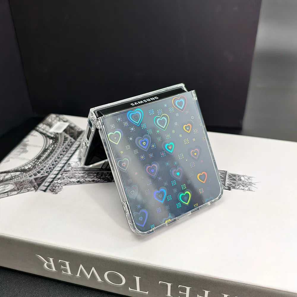 Holographic Love Pattern Phone Case | Stylish Protection for Z Flip 7