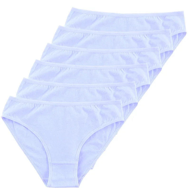 6pcs Women's Soft Cotton Middle-Waisted Briefs | Comfortable Underwear