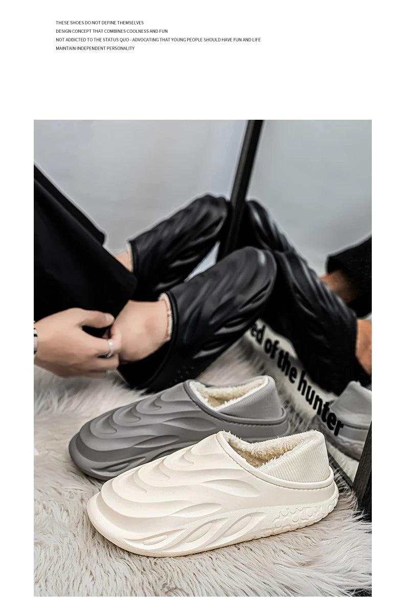 Men’s Velvet-Lined Winter Slippers | Cozy Non-Slip House Shoes