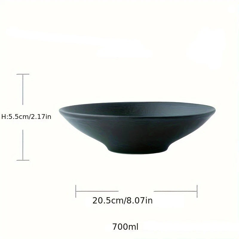 Elegant Black Ceramic Salad and Noodle Bowls | Eco-Friendly Tableware