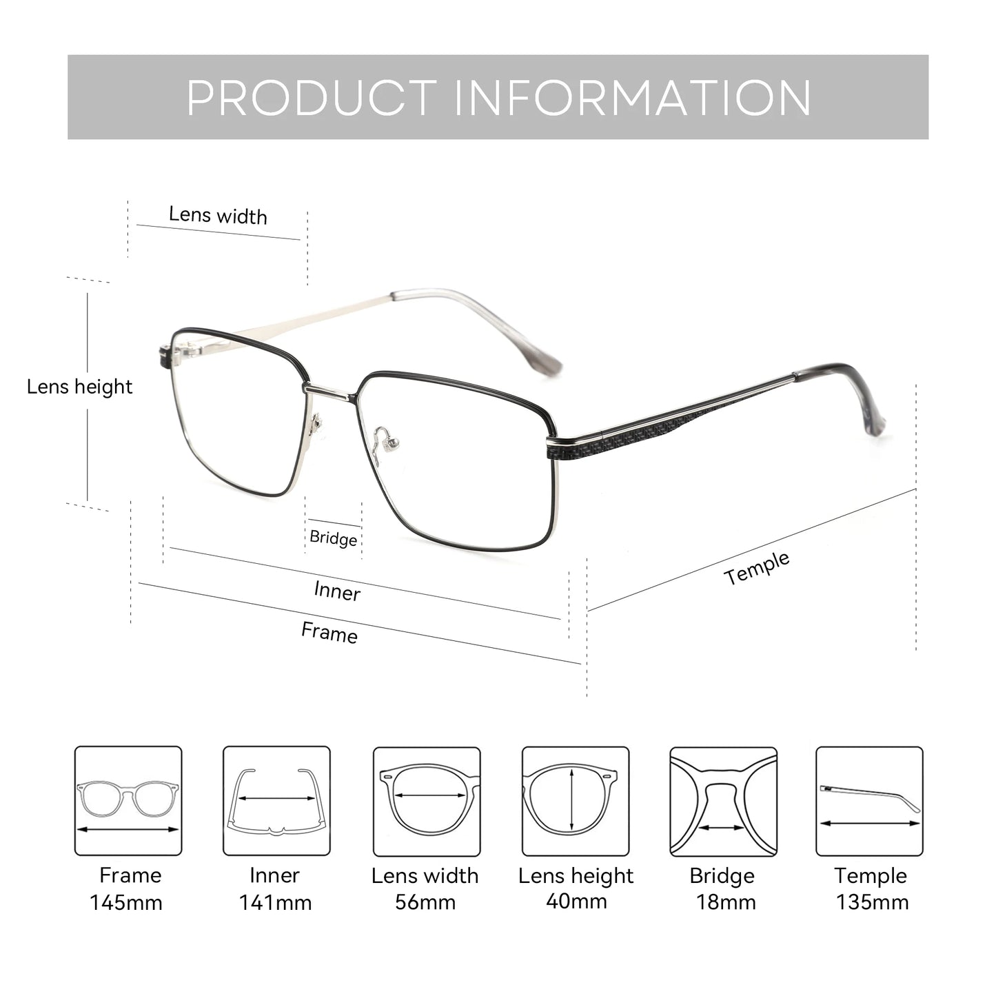 Stylish Alloy Prescription Eyeglasses for Men | Anti-Blue Light Safety