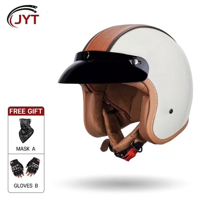Retro Open Face 3/4 Motorcycle Helmet with Colorful Lens | DOT Certified