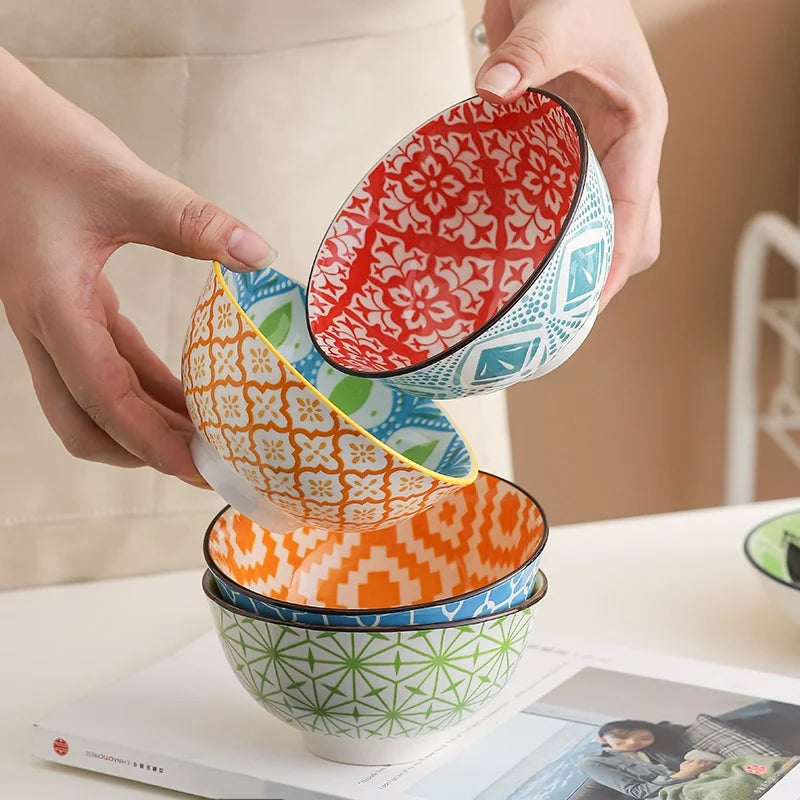4-Piece Bohemian Ceramic Bowl Set for Every Occasion