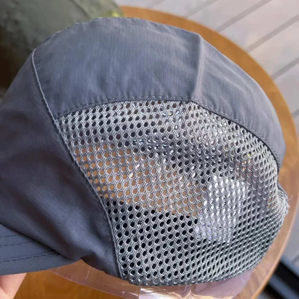 Unisex Vintage Short Brim Nylon Mesh Baseball Cap for Outdoor Activities