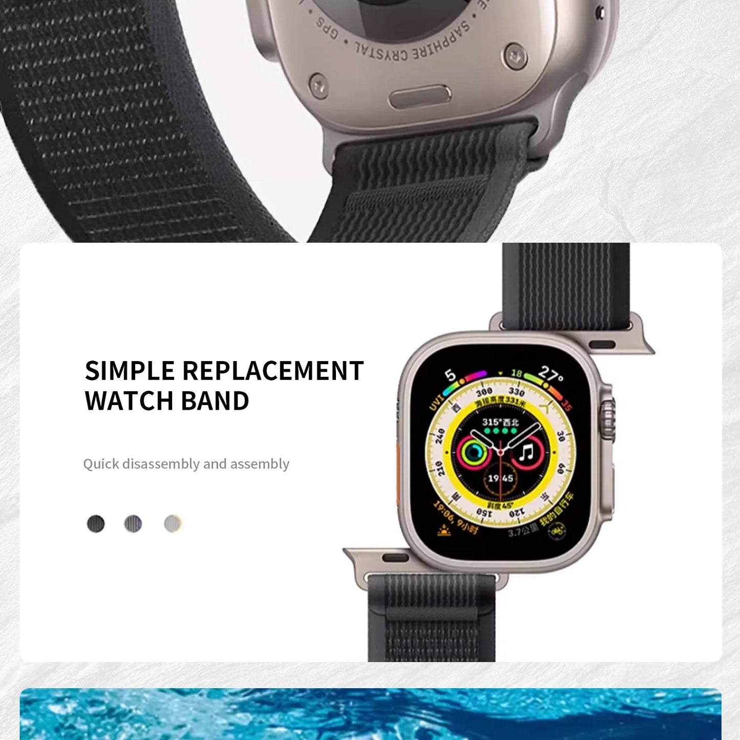 High-Quality Nylon Strap for Smartwatches | Natural Titanium Finish