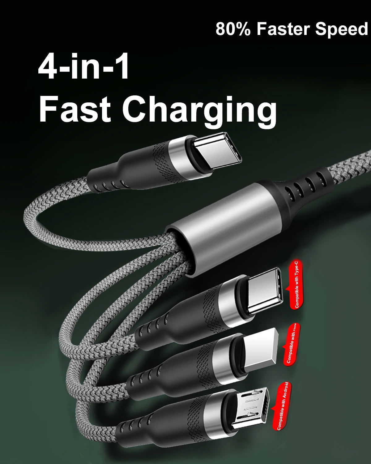 4 in 1 Multi Charger Cable | Fast Charging USB Cable for All Devices