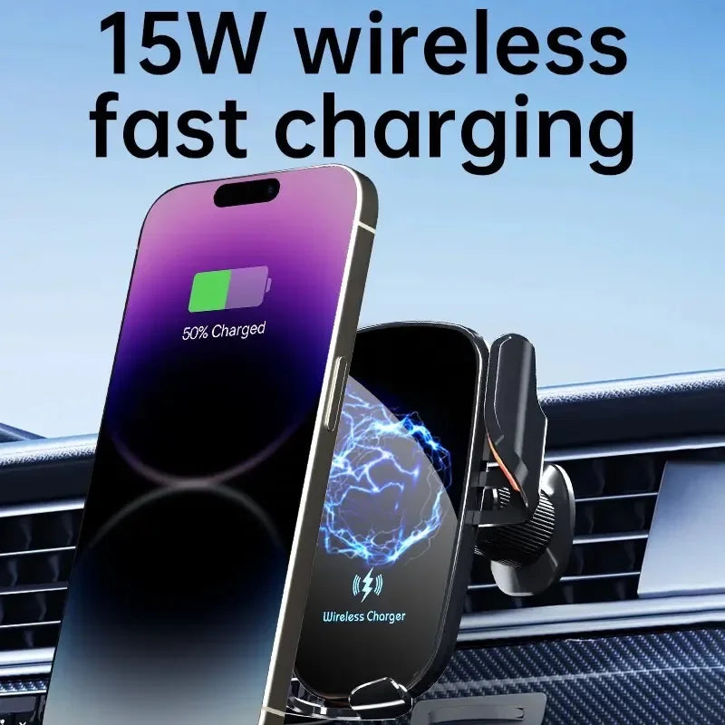 Wireless Car Charger with Fast Charge & Clamping Holder